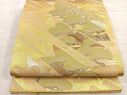平和屋着物●六通柄袋帯 唐俑箔 金糸 引箔 正絹 逸品 BAAM2746ea