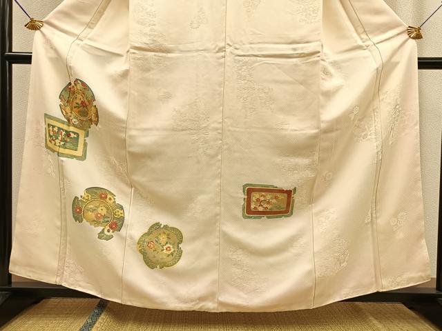 平和屋着物■訪問着　刺繍　花絵皿　金彩　正絹　逸品　BAAM2959ph