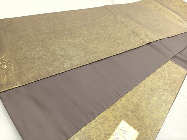 平和屋着物◎太鼓柄袋帯 刺繍 孔雀 金彩 正絹 逸品 BAAM3301cm