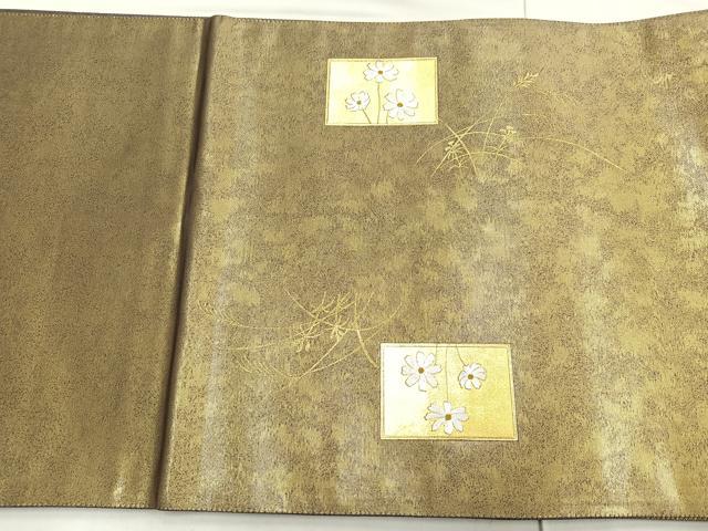 平和屋着物◎太鼓柄袋帯 刺繍 孔雀 金彩 正絹 逸品 BAAM3301cm