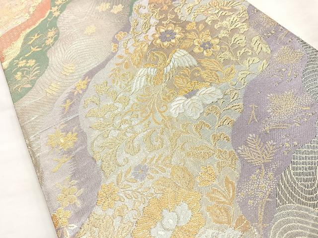平和屋着物◎六通柄袋帯 道長花鳥文 金銀糸 正絹 逸品 BAAM3302cm