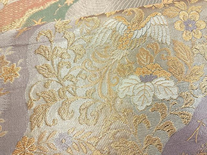 平和屋着物◎六通柄袋帯 道長花鳥文 金銀糸 正絹 逸品 BAAM3302cm