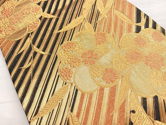 平和屋着物◎佐賀錦 六通柄袋帯 舞花文 金糸 鈴乃屋扱い 正絹 逸品 BAAM3431cm