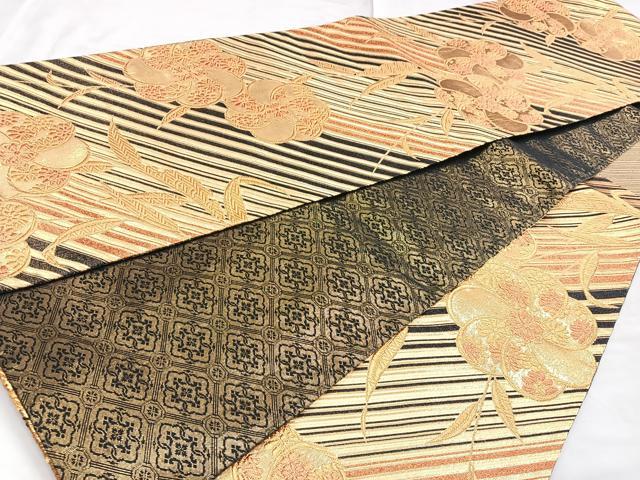 平和屋着物◎佐賀錦 六通柄袋帯 舞花文 金糸 鈴乃屋扱い 正絹 逸品 BAAM3431cm