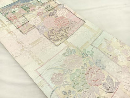 平和屋着物◎六通柄袋帯 ふくれ織 彩雅 銀糸 正絹 逸品 BAAM4801if