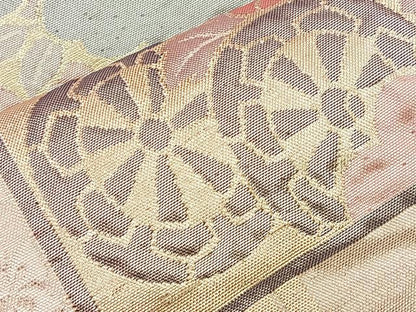 平和屋着物◎六通柄袋帯 ふくれ織 彩雅 銀糸 正絹 逸品 BAAM4801if