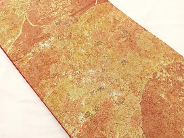 平和屋着物◎六通柄袋帯 花唐草文 金糸 正絹 逸品 BAAM4827if