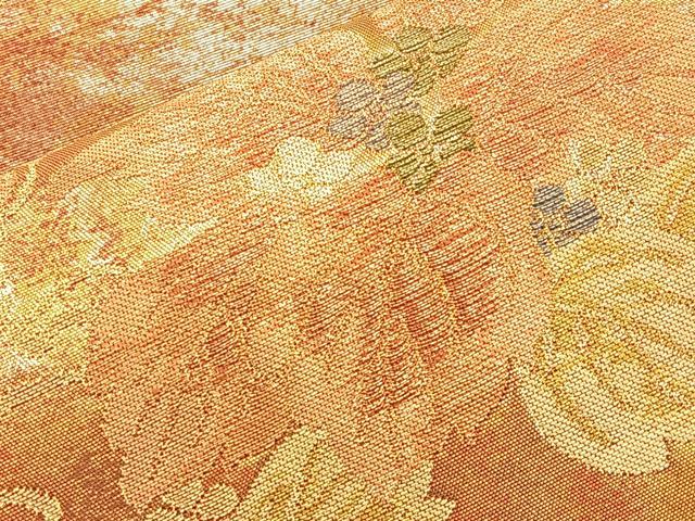 平和屋着物◎六通柄袋帯 花唐草文 金糸 正絹 逸品 BAAM4827if