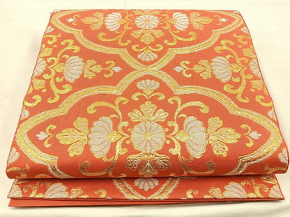 平和屋着物◎六通柄 本袋帯 飾花文 金銀糸 正絹 逸品 BAAM4830if