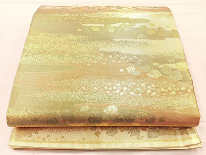 平和屋着物◎六通柄袋帯 箔散らし文様 金糸 正絹 逸品 BAAM4839if