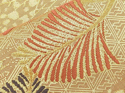 平和屋着物◎六通柄袋帯 唐織 若松葉 金糸 正絹 逸品 BAAM4852if