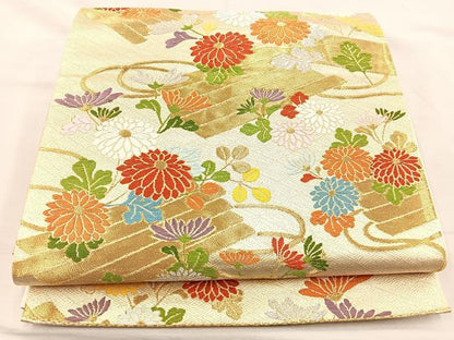 平和屋着物◎六通柄袋帯 唐織 花筏 金銀糸 正絹 逸品 BAAM4880if