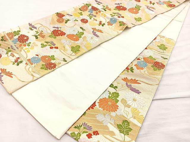 平和屋着物◎六通柄袋帯 唐織 花筏 金銀糸 正絹 逸品 BAAM4880if