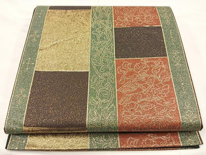 平和屋着物◎六通柄袋帯 花間道 金糸 正絹 逸品 BAAM4889if