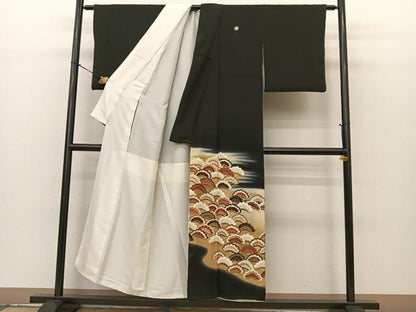 平和屋着物■豪華黒留袖　霞松尽くし　暈し染め　金彩　正絹　逸品　BAAM5134sa