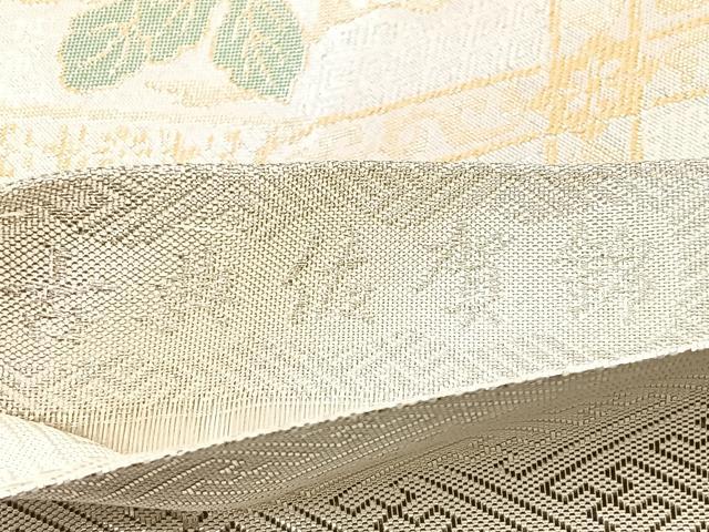平和屋着物◎古典佐賀錦 六通柄袋帯 菱天井双鶴花文 九百織 正絹 逸品 BAAM5601if