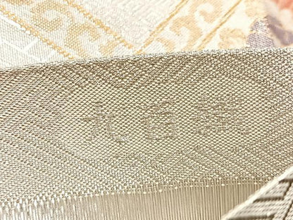 平和屋着物◎古典佐賀錦 六通柄袋帯 菱天井双鶴花文 九百織 正絹 逸品 BAAM5601if