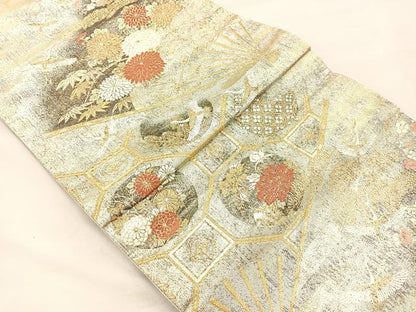 平和屋着物◎九百佐賀錦 六通柄袋帯 唐織 蒔絵 金糸 正絹 逸品 BAAM5618if