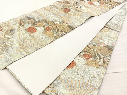 平和屋着物◎九百佐賀錦 六通柄袋帯 唐織 蒔絵 金糸 正絹 逸品 BAAM5618if