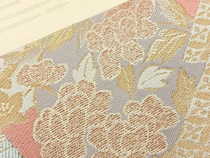 平和屋着物◎六通柄袋帯 唐織 蒔絵色紙散らし 銀糸 正絹 逸品 BAAM5632if