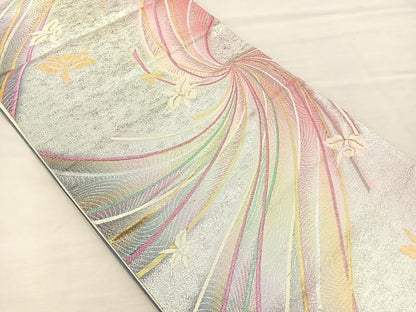 平和屋着物◎六通柄袋帯 唐織 カトレア 金銀糸 正絹 逸品 BAAM5644if