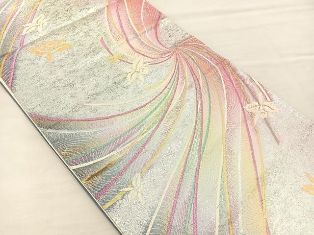 平和屋着物◎六通柄袋帯 唐織 カトレア 金銀糸 正絹 逸品 BAAM5644if