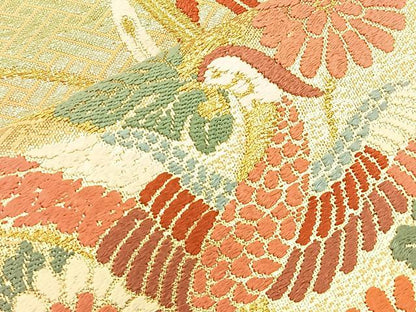 平和屋着物◎六通柄袋帯 唐織 鳳凰花文 金糸 正絹 逸品 BAAM5646if