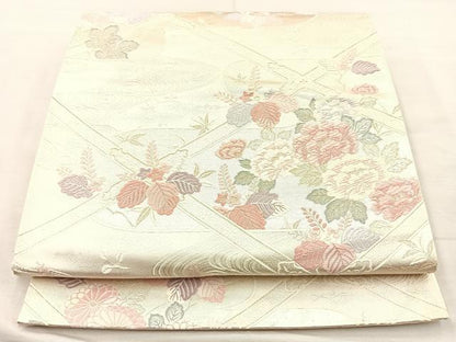 平和屋着物◎六通柄袋帯 唐織 瑞花天井絵 金糸 正絹 逸品 BAAM5649if