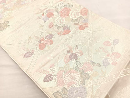 平和屋着物◎六通柄袋帯 唐織 瑞花天井絵 金糸 正絹 逸品 BAAM5649if