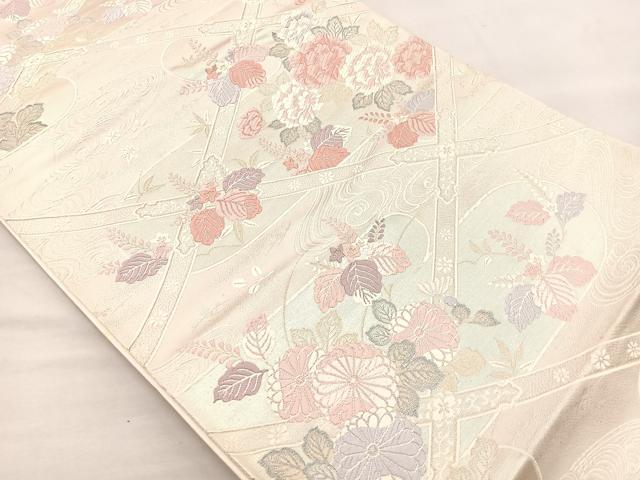 平和屋着物◎六通柄袋帯 唐織 瑞花天井絵 金糸 正絹 逸品 BAAM5649if