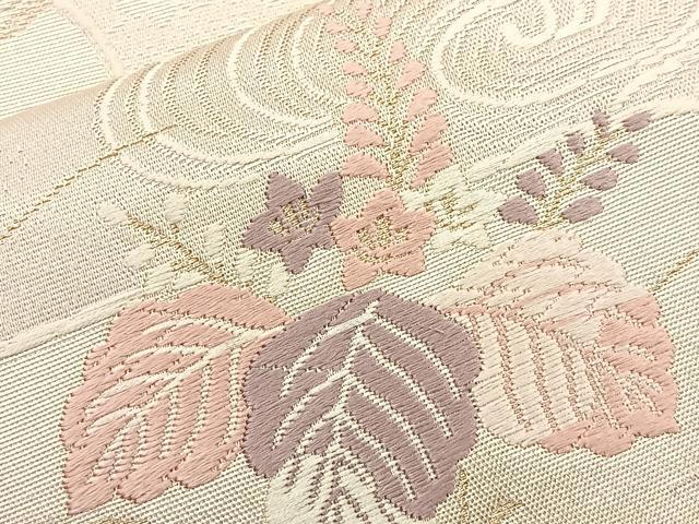平和屋着物◎六通柄袋帯 唐織 瑞花天井絵 金糸 正絹 逸品 BAAM5649if