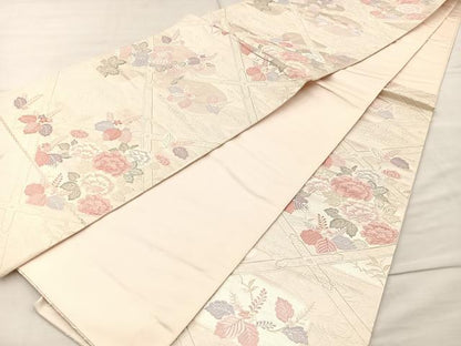 平和屋着物◎六通柄袋帯 唐織 瑞花天井絵 金糸 正絹 逸品 BAAM5649if