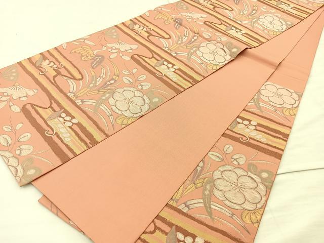 平和屋着物◎六通柄袋帯 鶴に林道 正絹 逸品 BAAM5675if