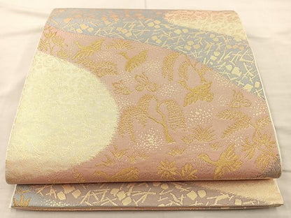 平和屋着物◎全通柄袋帯 本袋帯 箔散らし飛鳥文 金糸 正絹 逸品 BAAM5679if