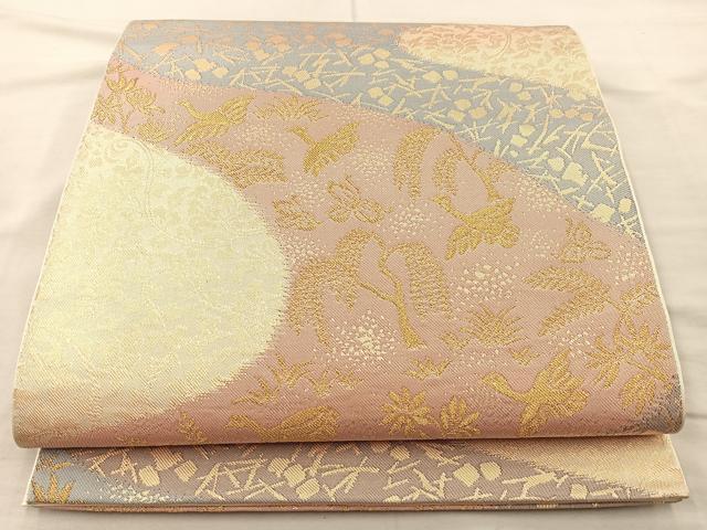 平和屋着物◎全通柄袋帯 本袋帯 箔散らし飛鳥文 金糸 正絹 逸品 BAAM5679if