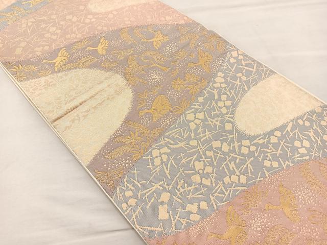 平和屋着物◎全通柄袋帯 本袋帯 箔散らし飛鳥文 金糸 正絹 逸品 BAAM5679if