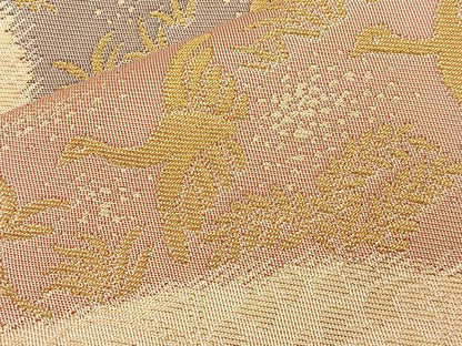 平和屋着物◎全通柄袋帯 本袋帯 箔散らし飛鳥文 金糸 正絹 逸品 BAAM5679if
