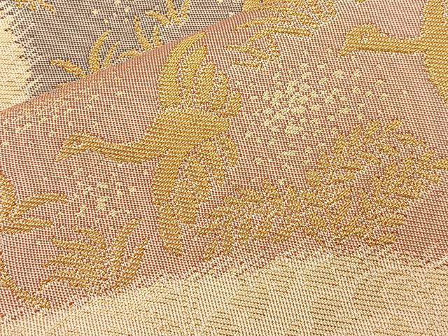 平和屋着物◎全通柄袋帯 本袋帯 箔散らし飛鳥文 金糸 正絹 逸品 BAAM5679if