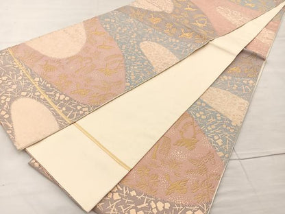 平和屋着物◎全通柄袋帯 本袋帯 箔散らし飛鳥文 金糸 正絹 逸品 BAAM5679if