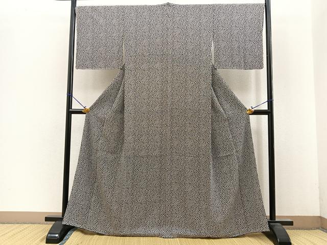 平和屋着物●江戸小紋　内田秀一作　花尽くし　黒地　反端付き　正絹　逸品　未使用　BAAM6029pk