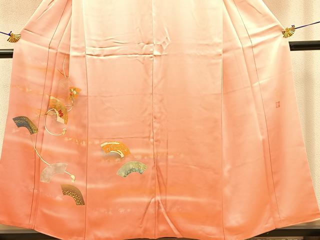 平和屋着物●極上 人間国宝 福田喜三郎 訪問着 刺繍 地紙花文 暈し染め 金彩 正絹 逸品 BAAM6122pk