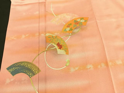 平和屋着物●極上 人間国宝 福田喜三郎 訪問着 刺繍 地紙花文 暈し染め 金彩 正絹 逸品 BAAM6122pk