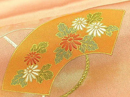 平和屋着物●極上 人間国宝 福田喜三郎 訪問着 刺繍 地紙花文 暈し染め 金彩 正絹 逸品 BAAM6122pk