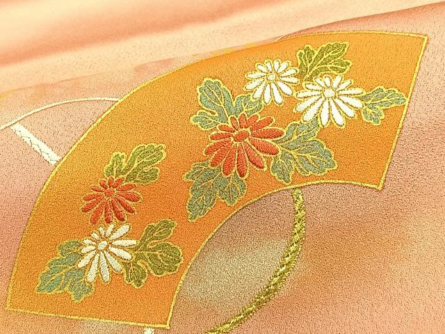 平和屋着物●極上 人間国宝 福田喜三郎 訪問着 刺繍 地紙花文 暈し染め 金彩 正絹 逸品 BAAM6122pk