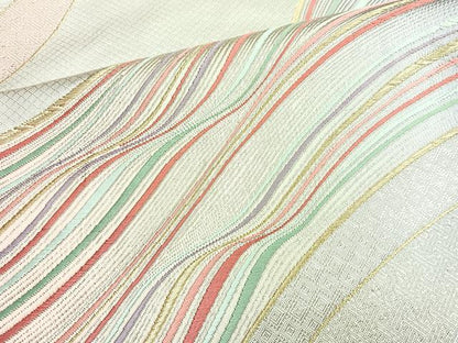 平和屋着物◎六通柄袋帯 唐織 流水文 金銀糸 正絹 逸品 BAAM6536cm