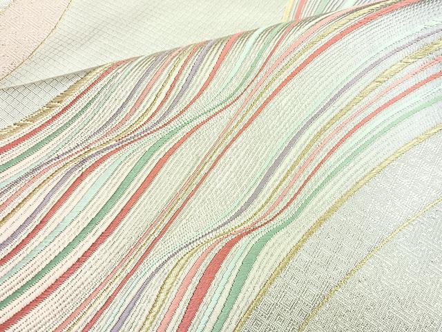 平和屋着物◎六通柄袋帯 唐織 流水文 金銀糸 正絹 逸品 BAAM6536cm
