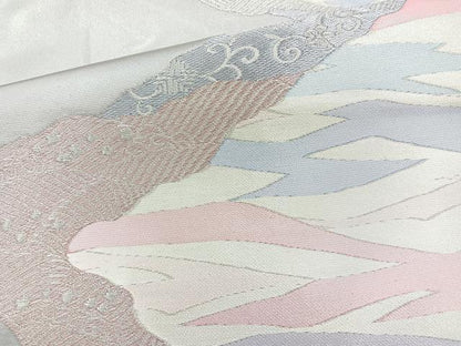 平和屋着物◎六通柄袋帯　道長吉祥文　銀糸　正絹　逸品　BAAM6558cm