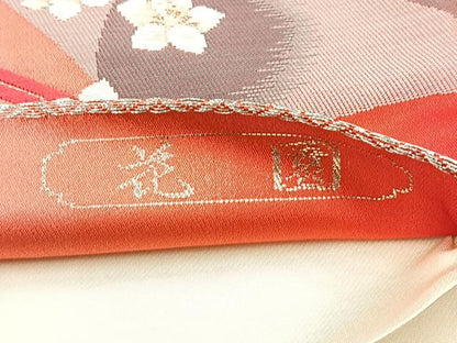 平和屋着物◎六通柄袋帯 唐織 花園 金糸 正絹 逸品 BAAM6568cm