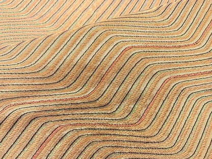 平和屋着物◎全通柄袋帯　流線文　金糸　正絹　逸品　BAAM6570cm