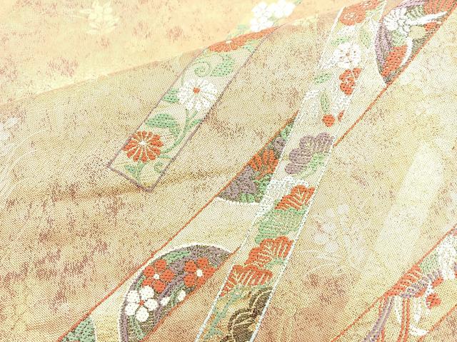 平和屋着物◎六通柄袋帯　華飾熨斗文　金糸　正絹　逸品　BAAM6578cm